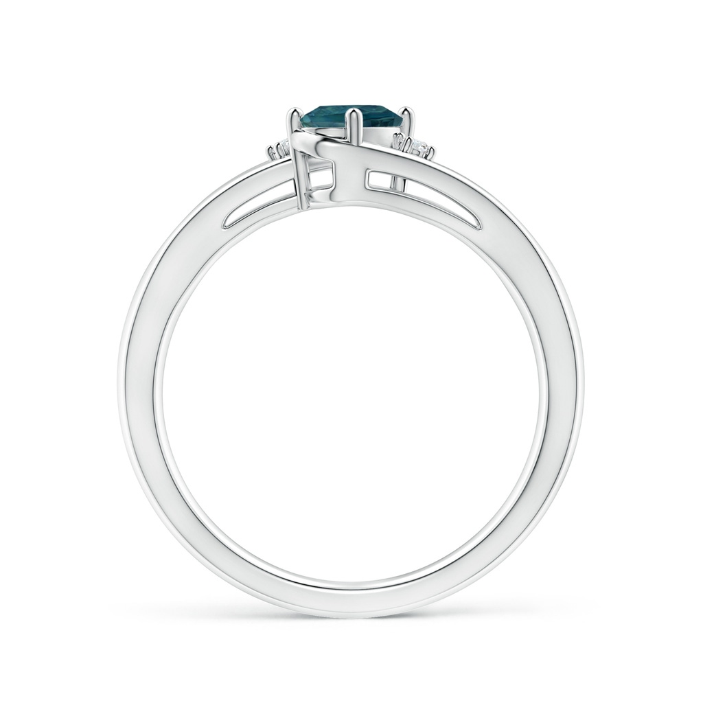6x4mm AAA Teal Montana Sapphire and Diamond Split Shank Ring in White Gold - side_1