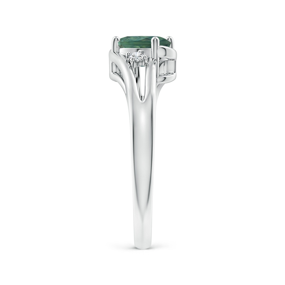 7x5mm AA Teal Montana Sapphire and Diamond Split Shank Ring in P950 Platinum side-2