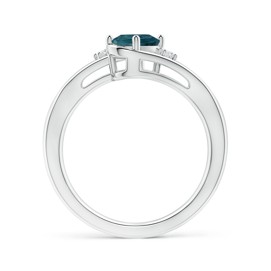 7x5mm AAA Teal Montana Sapphire and Diamond Split Shank Ring in P950 Platinum side-1