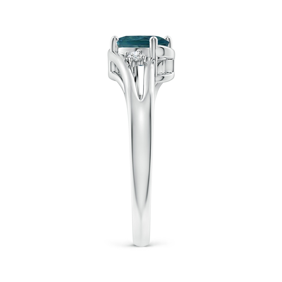7x5mm AAA Teal Montana Sapphire and Diamond Split Shank Ring in P950 Platinum side-2