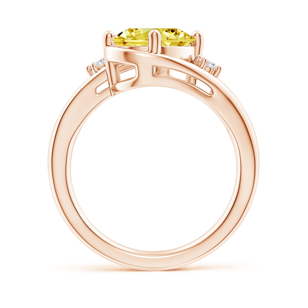 10x8mm AAAA Fancy Intense Yellow and White Diamond Split Shank Ring in Rose Gold - side 199