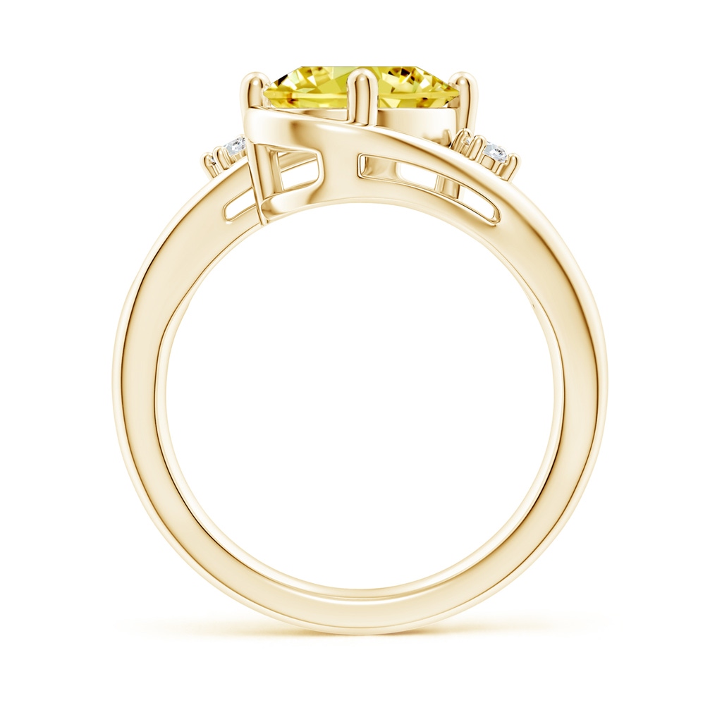 10x8mm AAAA Fancy Intense Yellow and White Diamond Split Shank Ring in Yellow Gold - side 199