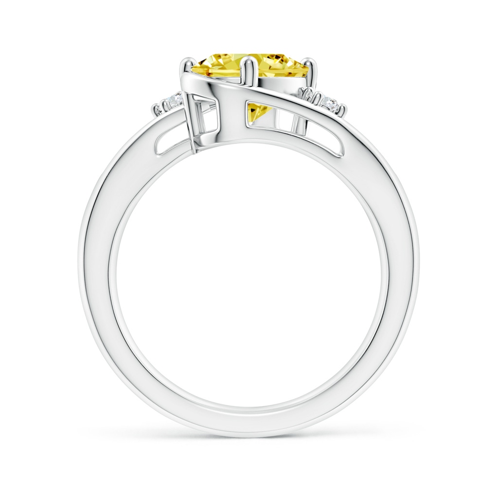 9x7mm AAAA Fancy Intense Yellow and White Diamond Split Shank Ring in White Gold - side 199