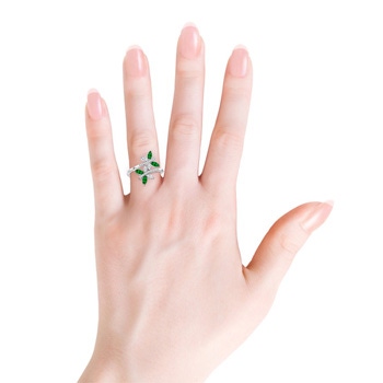 5x2.5mm AAAA Emerald and Diamond Butterfly Bypass Ring in P950 Platinum product image