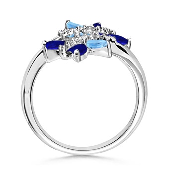 5x2.5mm AAAA Aquamarine and Tanzanite Butterfly Bypass Ring in White Gold Product Image