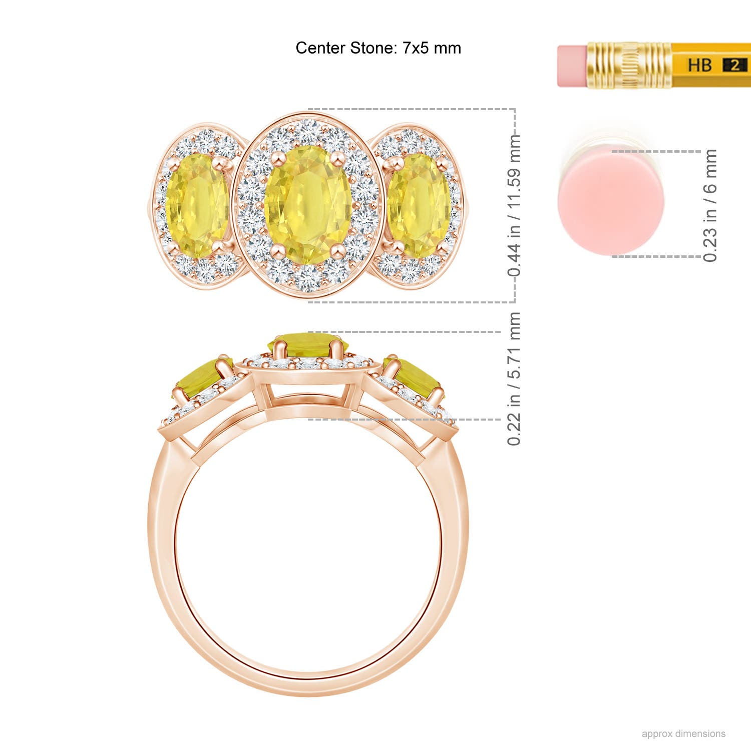 A - Yellow Sapphire / 2.81 CT / 14 KT Rose Gold