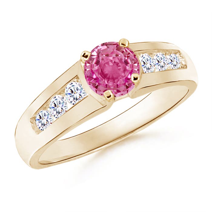 AAA - Pink Sapphire / 1.26 CT / 14 KT Yellow Gold