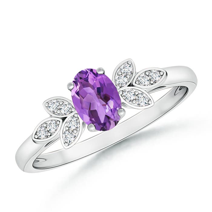 AA - Amethyst / 0.46 CT / 14 KT White Gold