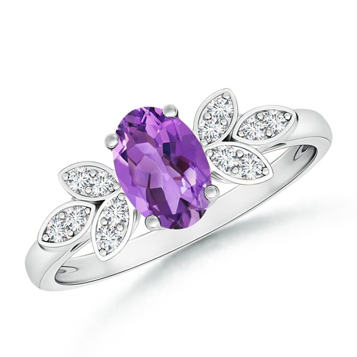 AA - Amethyst / 0.8 CT / 14 KT White Gold