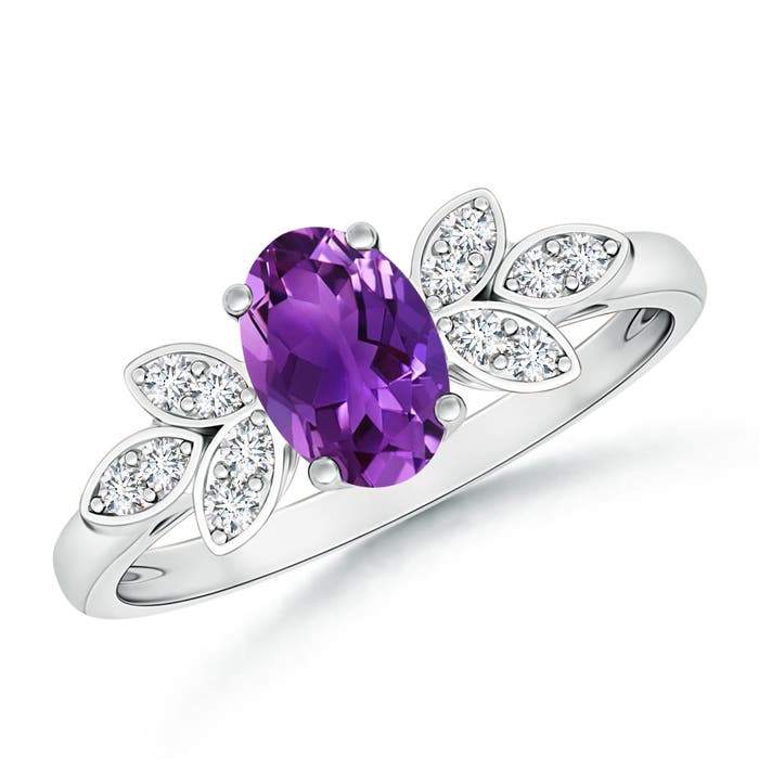 AAAA - Amethyst / 0.8 CT / 14 KT White Gold