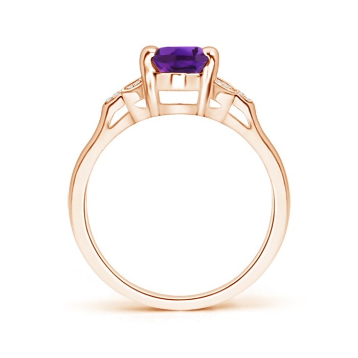 8x6mm AAAA Vintage Style Oval Amethyst Ring with Diamond Accents in Rose Gold Product Image