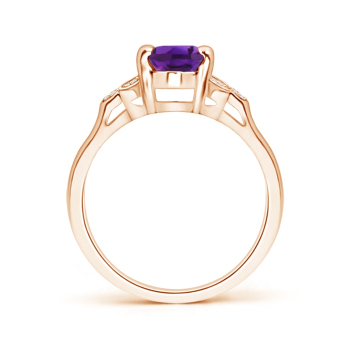 8x6mm AAAA Vintage Style Oval Amethyst Ring with Diamond Accents in Rose Gold product image