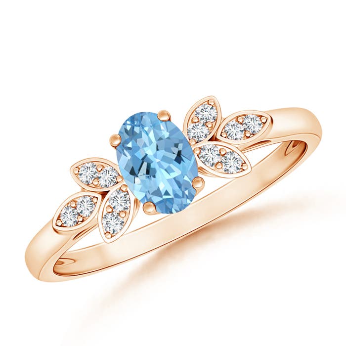 AAAA - Aquamarine / 0.46 CT / 14 KT Rose Gold