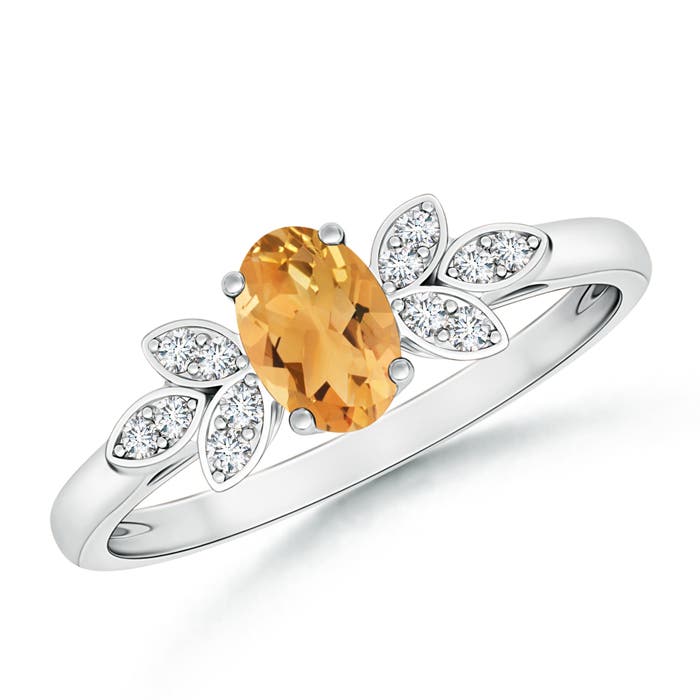 A - Citrine / 0.46 CT / 14 KT White Gold