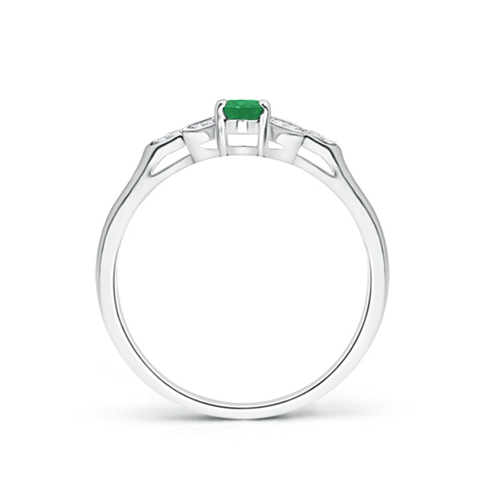 5x3mm A Vintage Style Oval Emerald Ring with Diamond Accents in 9K White Gold product image