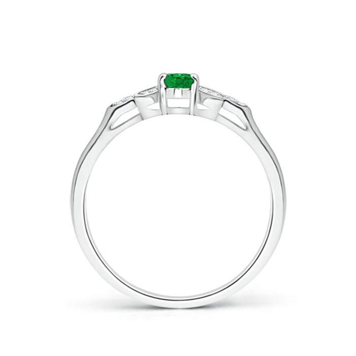 5x3mm AAA Vintage Style Oval Emerald Ring with Diamond Accents in P950 Platinum product image