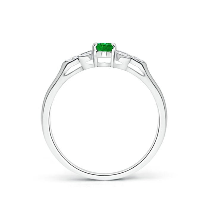 5x3mm AAAA Vintage Style Oval Emerald Ring with Diamond Accents in White Gold product image