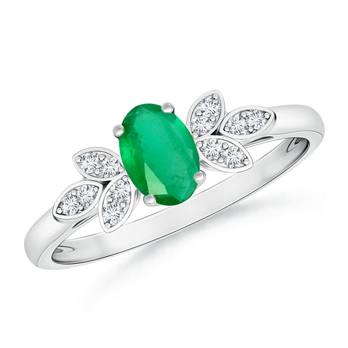 A - Emerald / 0.46 CT / 14 KT White Gold