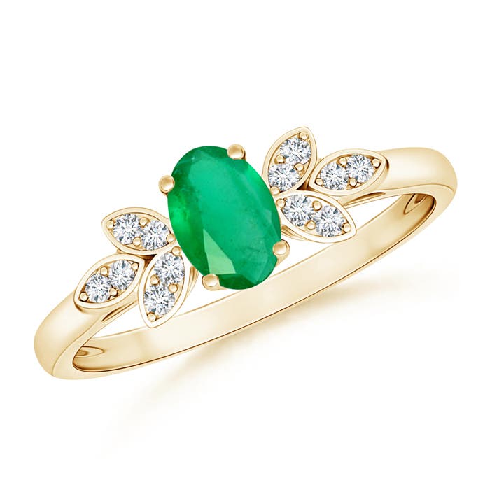 A - Emerald / 0.46 CT / 14 KT Yellow Gold