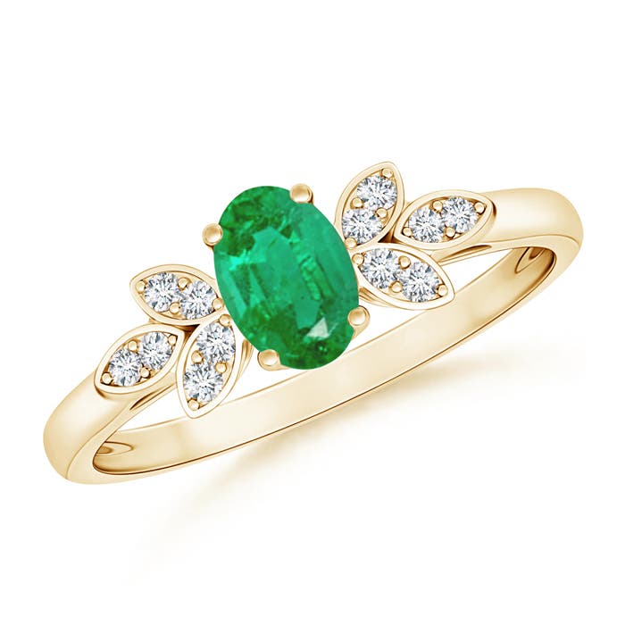 AA - Emerald / 0.46 CT / 14 KT Yellow Gold