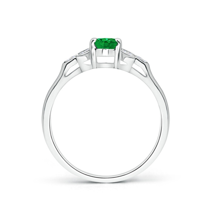 6x4mm AAA Vintage Style Oval Emerald Ring with Diamond Accents in White Gold product image