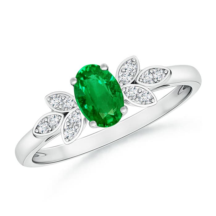 AAAA - Emerald / 0.46 CT / 14 KT White Gold