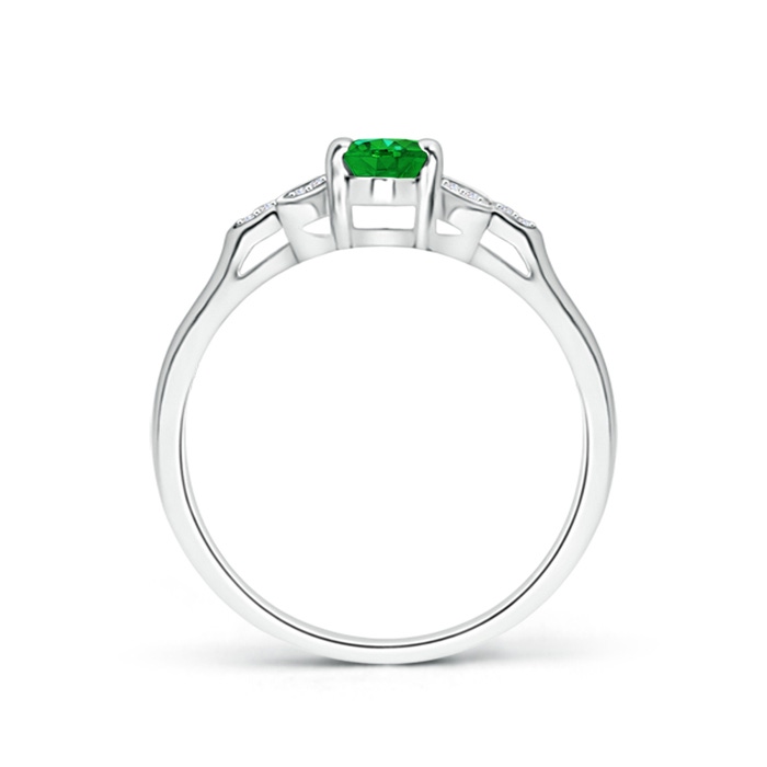 6x4mm AAAA Vintage Style Oval Emerald Ring with Diamond Accents in White Gold product image
