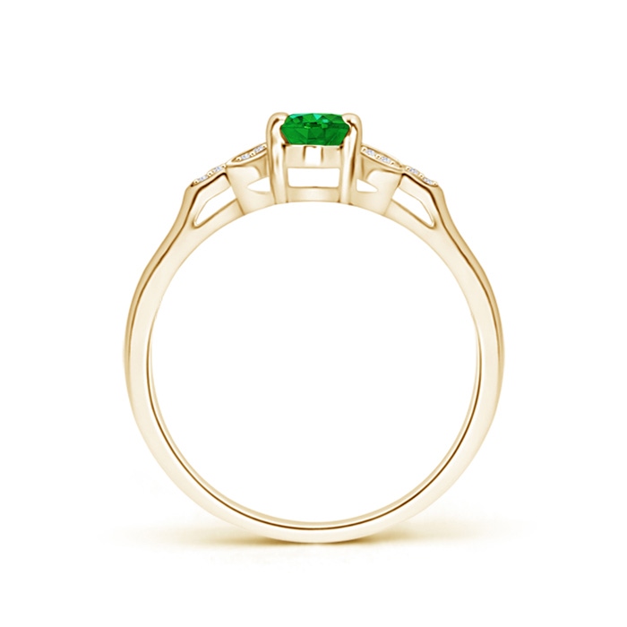 6x4mm AAAA Vintage Style Oval Emerald Ring with Diamond Accents in Yellow Gold product image