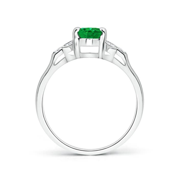 7x5mm AAA Vintage Style Oval Emerald Ring with Diamond Accents in P950 Platinum