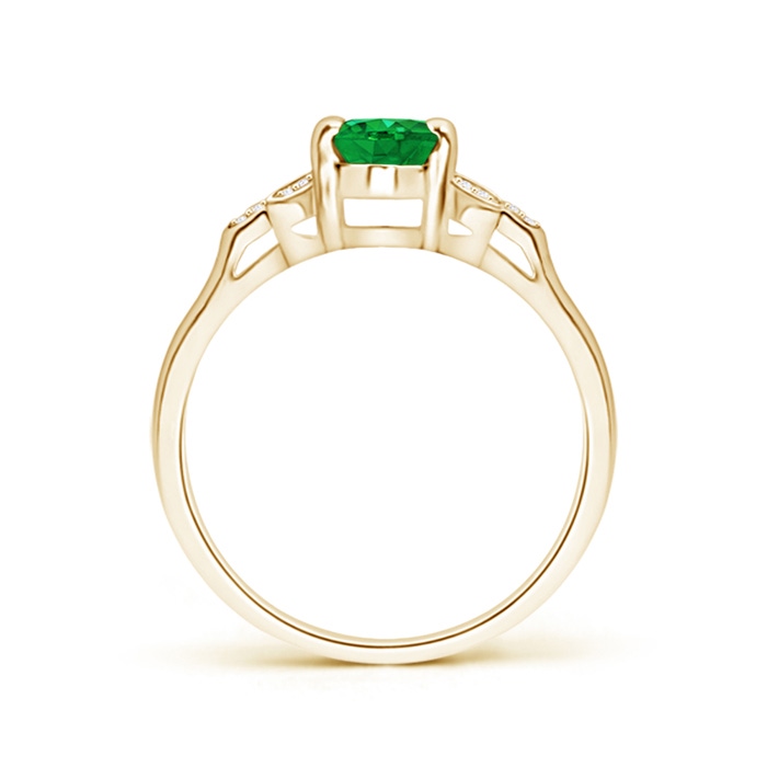 7x5mm AAA Vintage Style Oval Emerald Ring with Diamond Accents in Yellow Gold product image