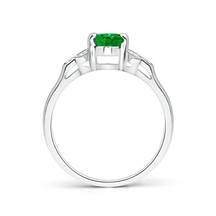 7x5mm AAAA Vintage Style Oval Emerald Ring with Diamond Accents in White Gold product image