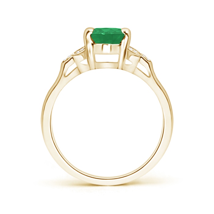 8x6mm A Vintage Style Oval Emerald Ring with Diamond Accents in Yellow Gold product image