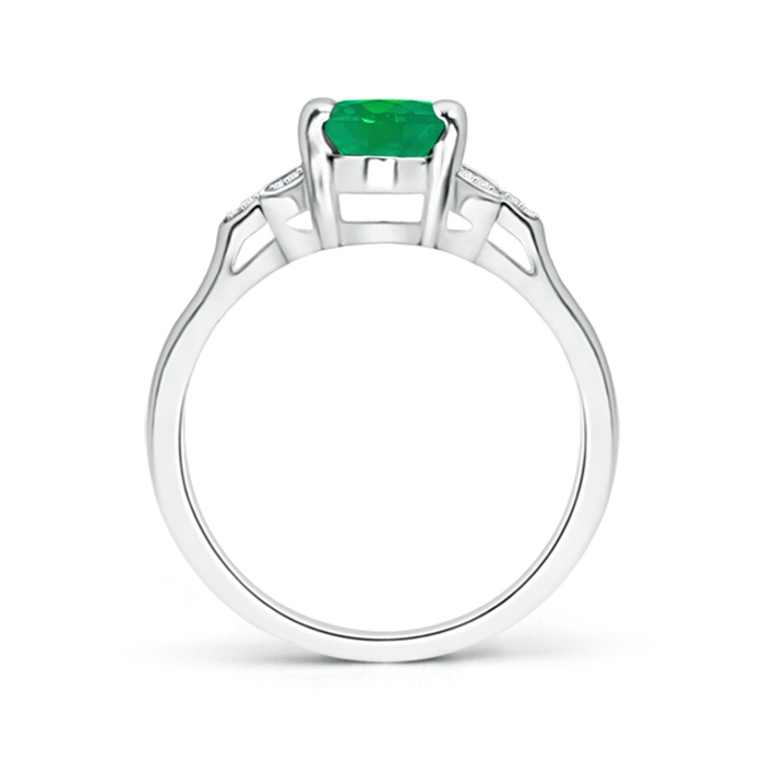 8x6mm AA Vintage Style Oval Emerald Ring with Diamond Accents in P950 Platinum product image