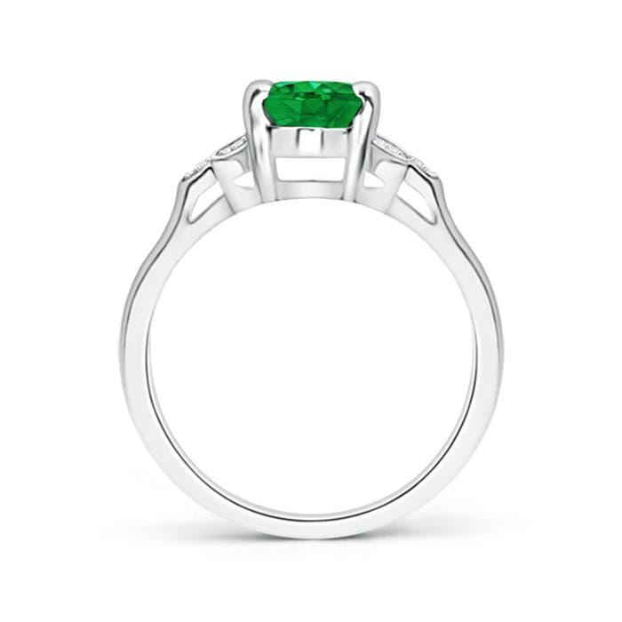 8x6mm AAA Vintage Style Oval Emerald Ring with Diamond Accents in P950 Platinum