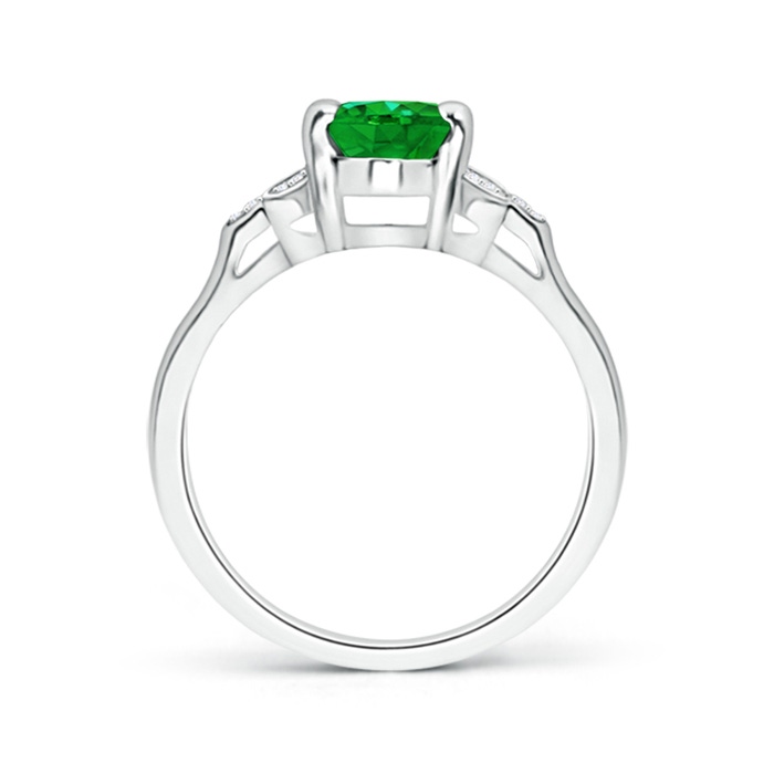 8x6mm AAAA Vintage Style Oval Emerald Ring with Diamond Accents in P950 Platinum product image