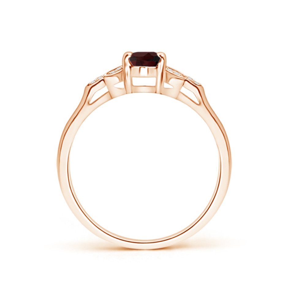 6x4mm A Vintage Style Oval Garnet Ring with Diamond Accents in Rose Gold side 1