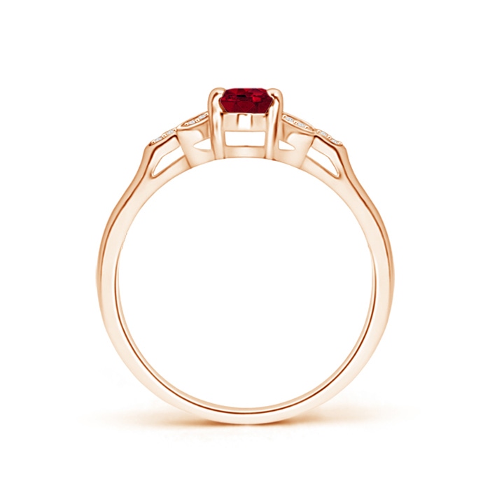6x4mm AAA Vintage Style Oval Garnet Ring with Diamond Accents in 9K Rose Gold product image