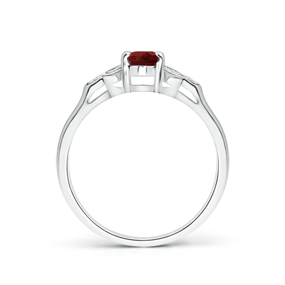 6x4mm AAAA Vintage Style Oval Garnet Ring with Diamond Accents in P950 Platinum side 1