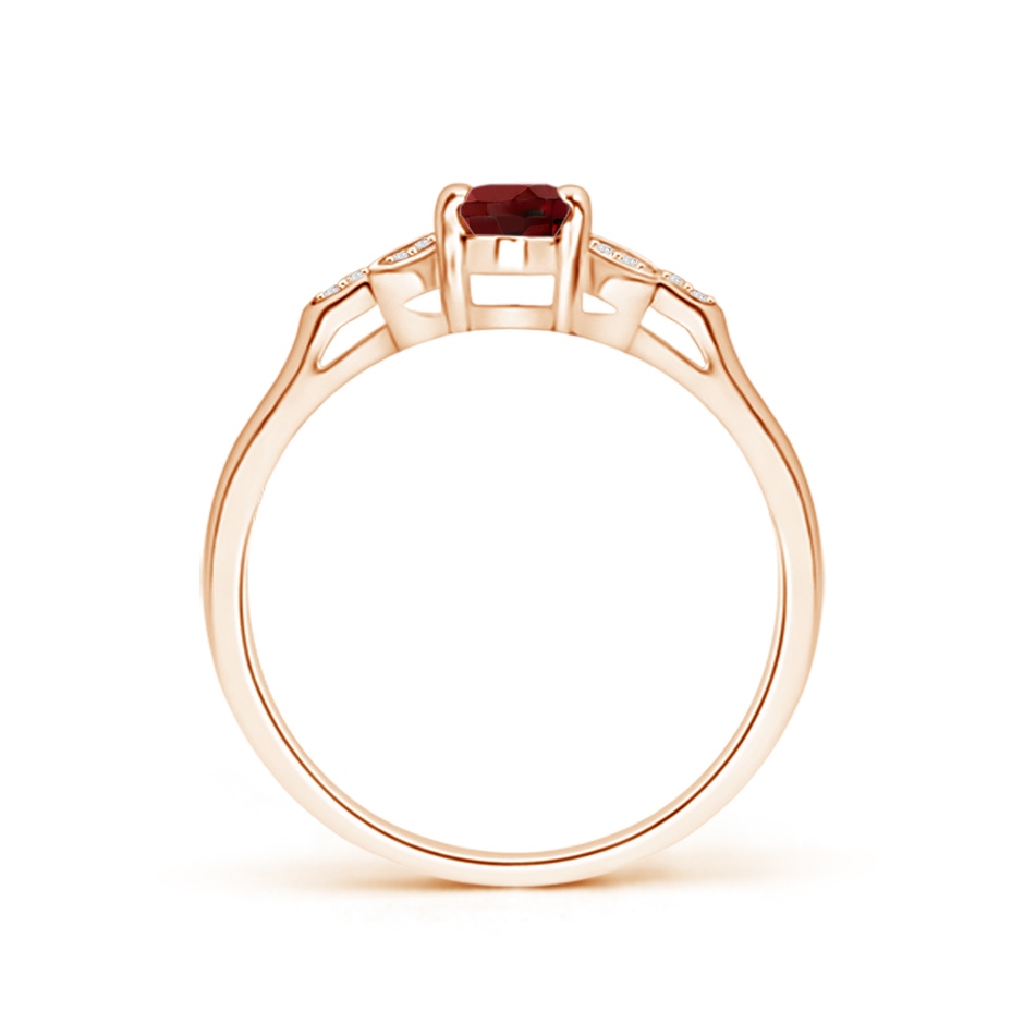 6x4mm AAAA Vintage Style Oval Garnet Ring with Diamond Accents in Rose Gold side 1