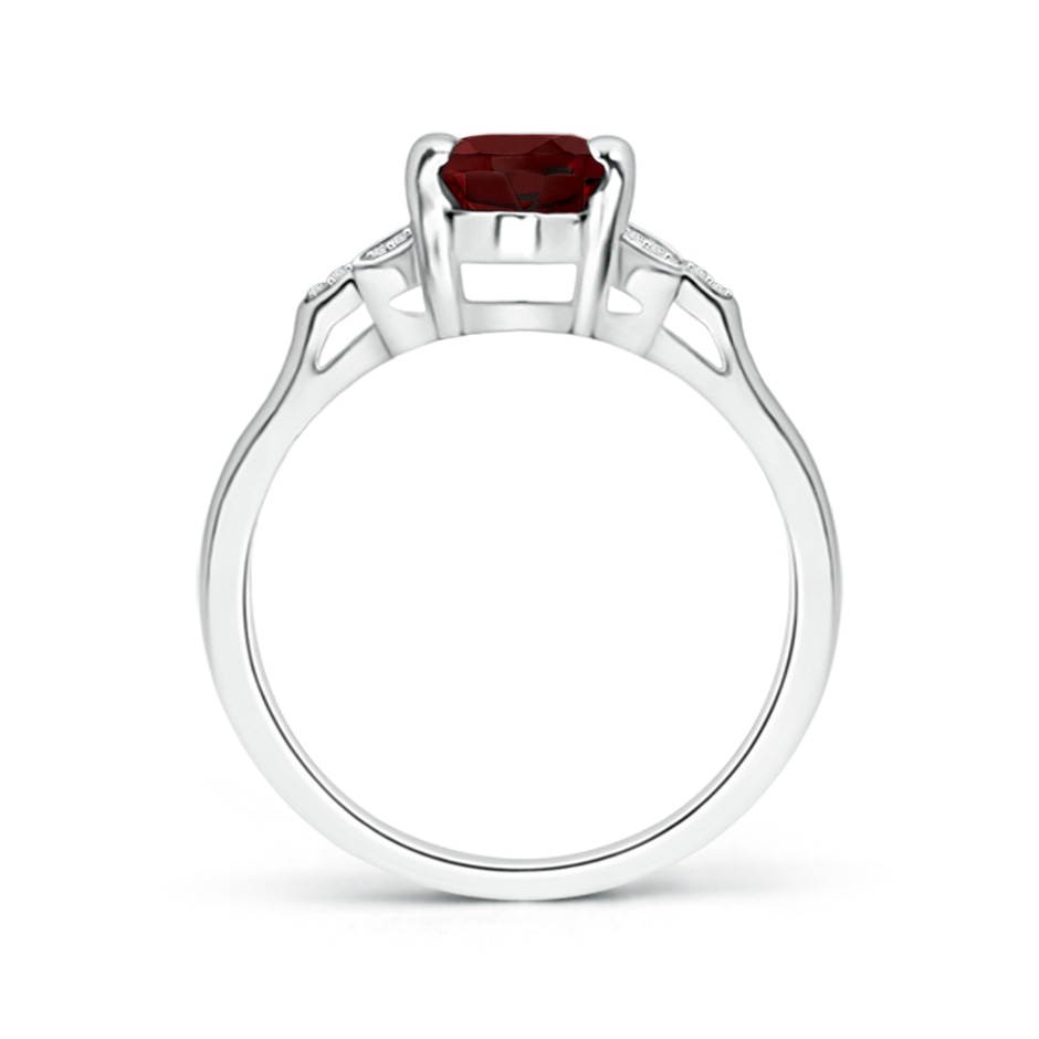 8x6mm AAA Vintage Style Oval Garnet Ring with Diamond Accents in P950 Platinum side 1