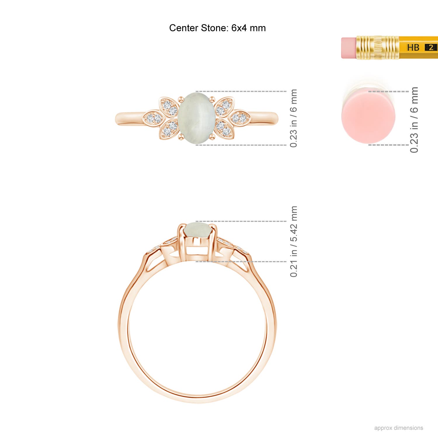 AA - Moonstone / 0.43 CT / 14 KT Rose Gold