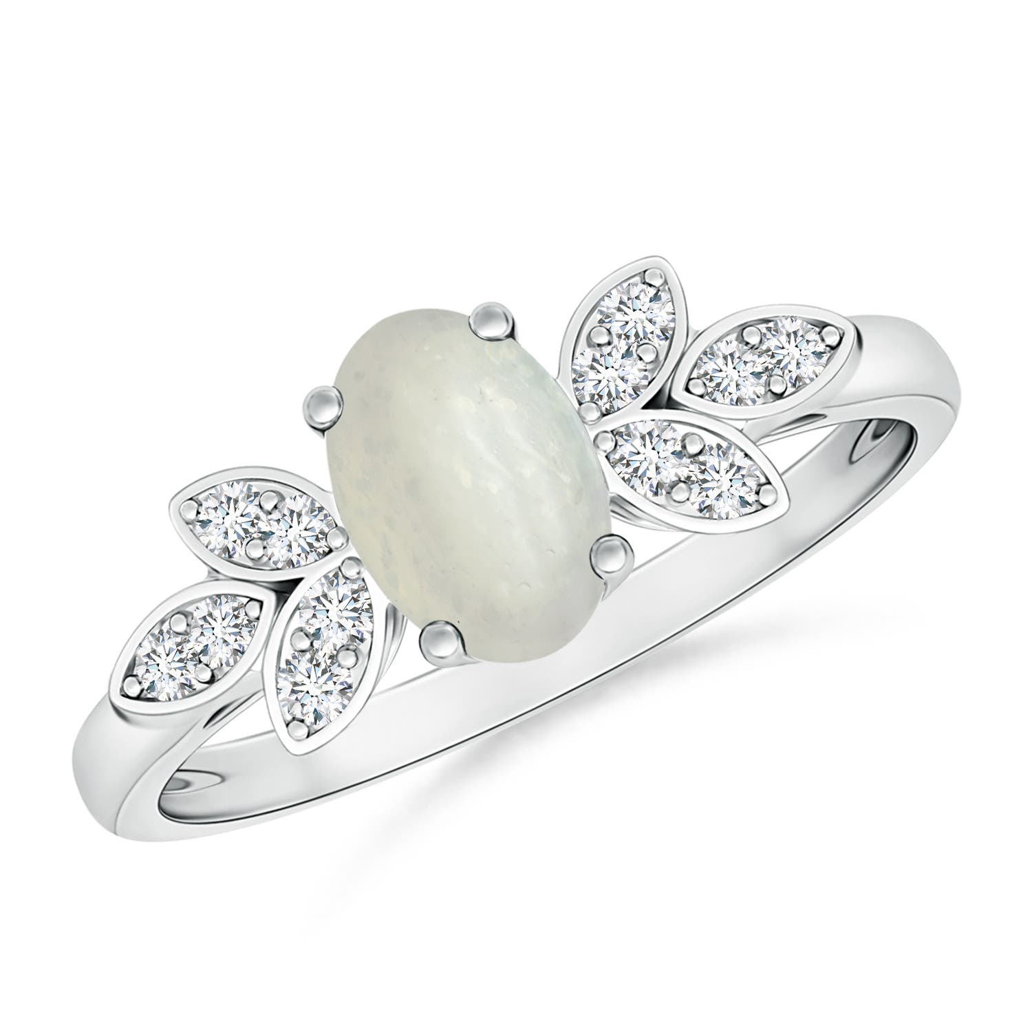 A - Moonstone / 0.78 CT / 14 KT White Gold