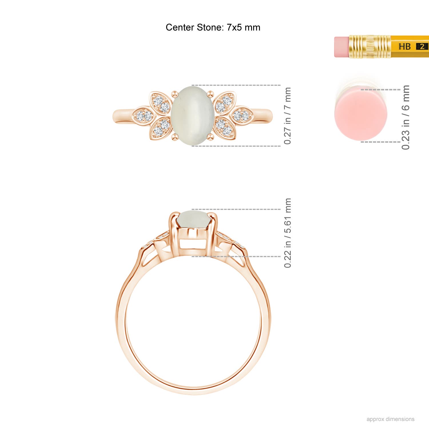 AAA - Moonstone / 0.78 CT / 14 KT Rose Gold