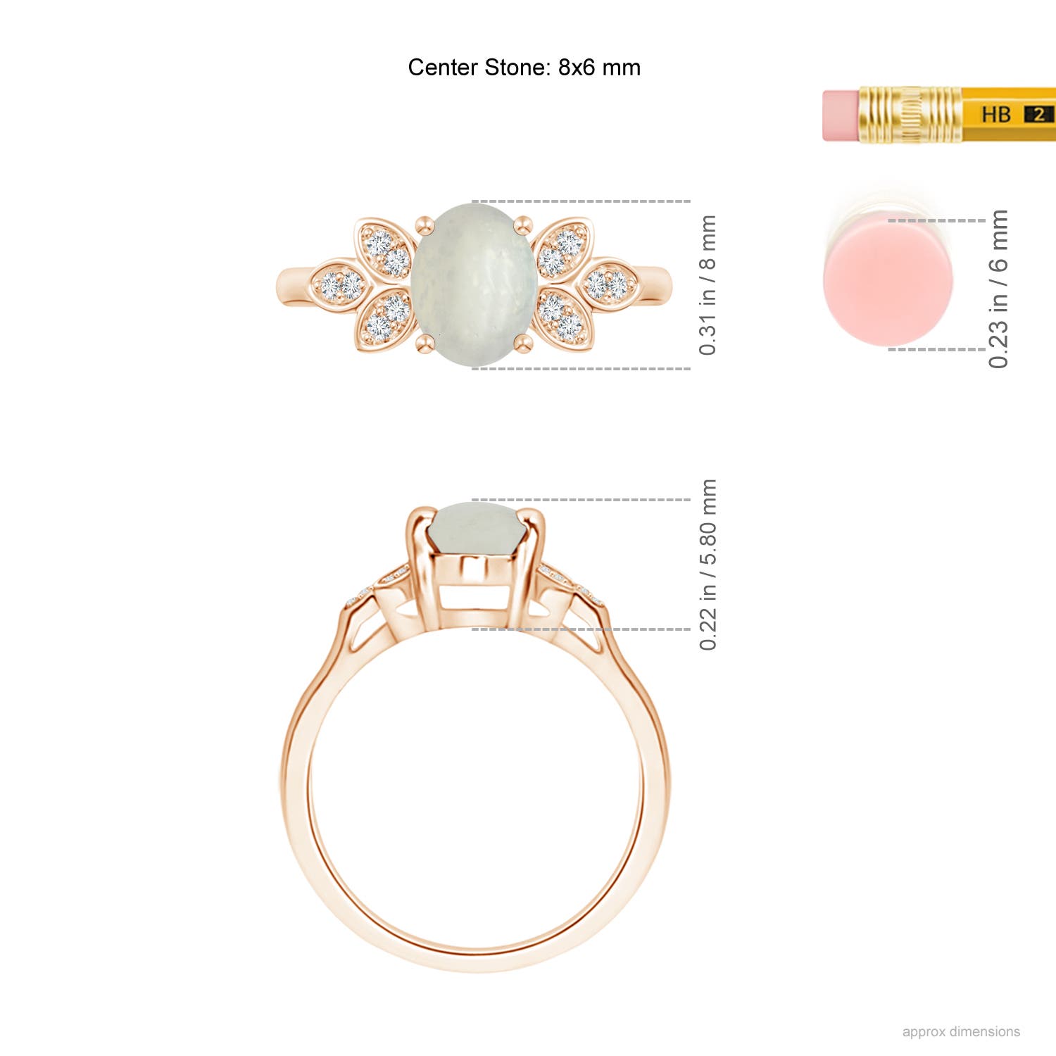 A - Moonstone / 1.22 CT / 14 KT Rose Gold