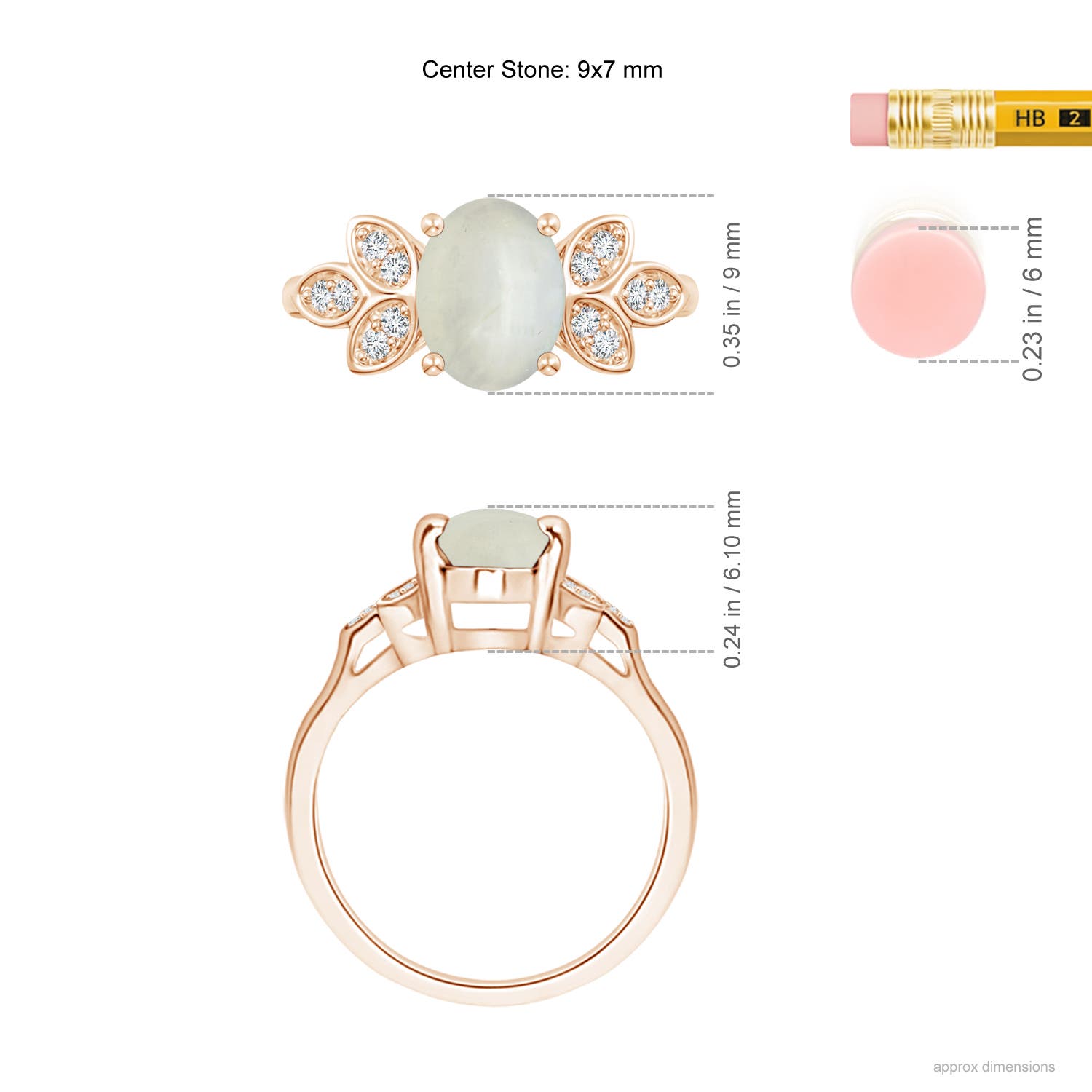 AA - Moonstone / 1.84 CT / 14 KT Rose Gold