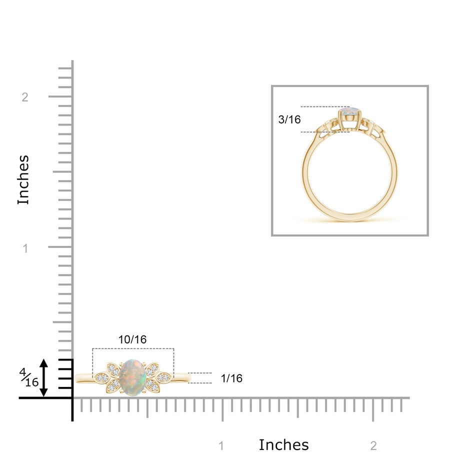 7x5mm AAAA Vintage Style Oval Opal Ring with Diamond Accents in Yellow Gold product image