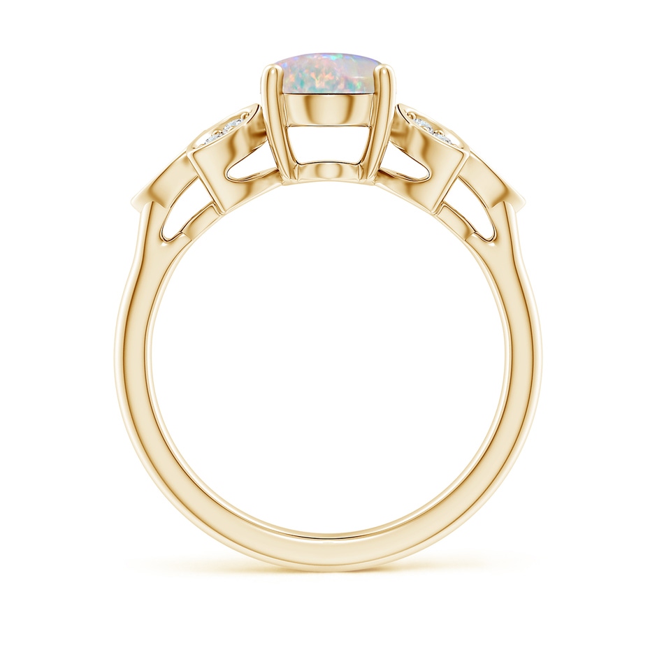 9x7mm AAAA Vintage Style Oval Opal Ring with Diamond Accents in Yellow Gold side1