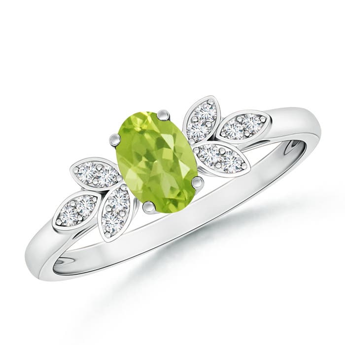 AA - Peridot / 0.54 CT / 14 KT White Gold