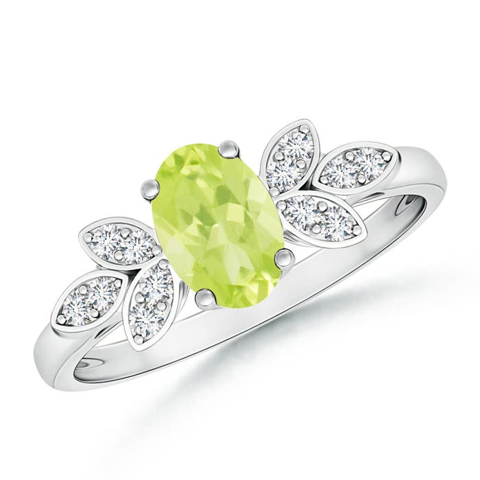 A - Peridot / 0.95 CT / 14 KT White Gold