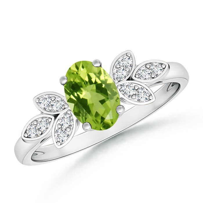 AAA - Peridot / 0.95 CT / 14 KT White Gold